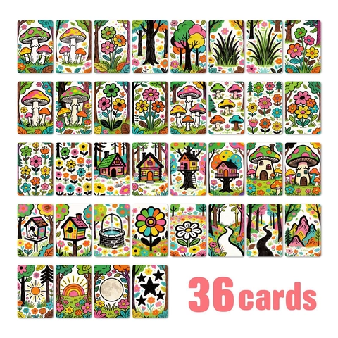 Cartoline Decorative in Carta Patinata con Funghi e Fiori della Foresta Illustrazioni Botaniche Retro per Scrapbooking e Diario