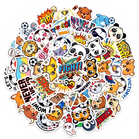Adesivi di Animali Cartoni Animati Calcio Impermeabile PVC Tema Calcio Decalcomanie Decorative per Laptop Cancelleria Bambini