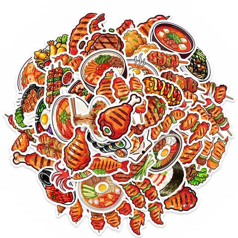 Cartoon Asian Food Theme Stickers Waterproof Vinyl Decals For Laptop Phone Scrapbook Journal DIY Decorative Stickers