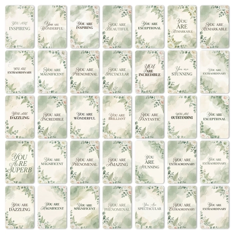 Aquarell Floral Motivations Affirmationskarten Kunstdruckpapier Weiße Rose Eukalyptus Muster Positive Zitate Journaling Material