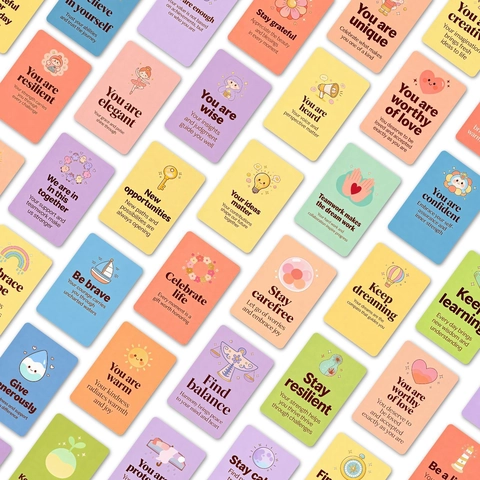 Carte di Affermazione Positiva Colleghi Amici Bambini Citazioni di Incoraggiamento Con Illustrazioni di Cartoni Animati Biglietti Augurali