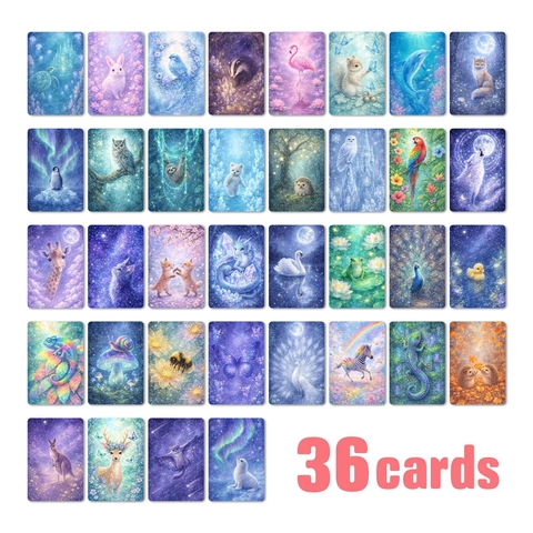 Verträumte Tierillustration Kunstkarten Kollektion Ästhetische Sternenhimmel Nachrichtenkarten Für Zuhause Deko Geschenk Journaling