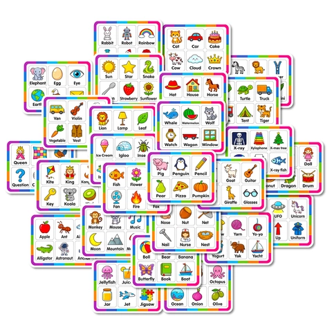 Kinder Englisch Alphabet Lernaufkleber Alphabet Wort Flash Karten Mit Cartoon Tier Obst Gemüse Für Die Früherziehung