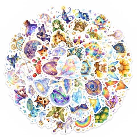 Watercolor Magic Animal Fantasy Stickers Waterproof Vinyl Decorative Decals For Scrapbook Journal Laptop DIY Decor