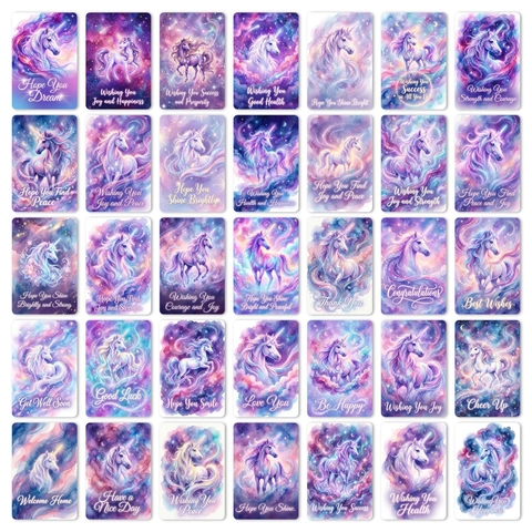 Watercolor Unicorn Dreamy Starry Sky Greeting Cards For Message Blessing Gift Decoration Modern Style Multicolor Art Paper