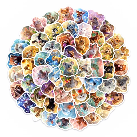 Simpatici Adesivi per Animali e Fiori in Cartone Animato Decalcomanie in PVC Impermeabile per Bambini Journal Scrapbooking Fai da Te Notebook Laptop Decorazione