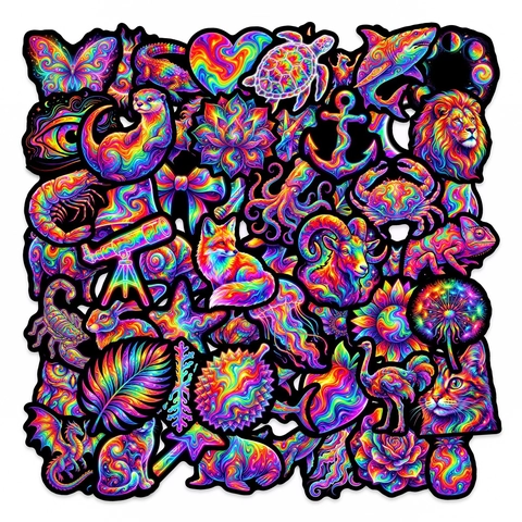 Rainbow Tie Dye Psychedelic Stickers Waterproof PVC Vinyl Aesthetic Doodle Decals For Phone Case Laptop Guitar Stationery
