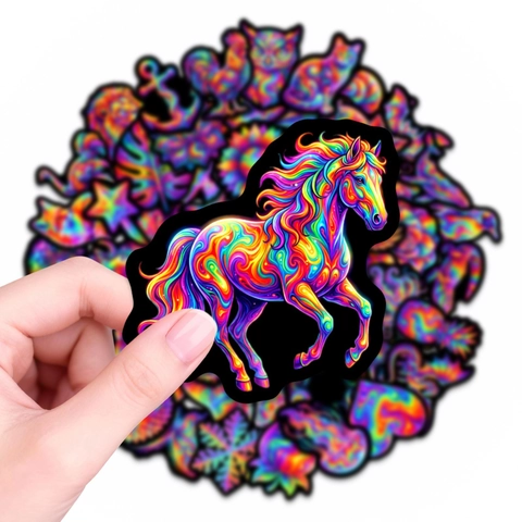 Rainbow Tie Dye Psychedelic Stickers Waterproof PVC Vinyl Aesthetic Doodle Decals For Phone Case Laptop Guitar Stationery