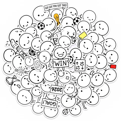 Soccer Theme Stickers Waterproof PVC Cartoon Football Character Decals For Laptop Water Bottle Phone Journal Scrapbooking Decoration