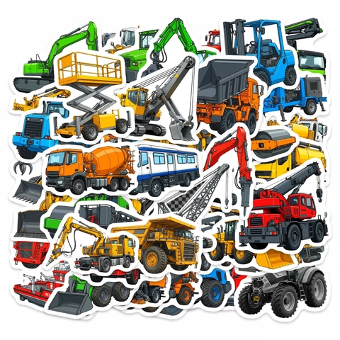 Cartoon Engineering Vehicle Stickers For Children DIY Scrapbooking Waterproof Excavator Truck Decorative Stickers Gift