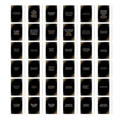 Self Growth Healing Affirmation Cards Positive Encouragement Words Black Gold Motivational Quotes Mental Health Support Daily Inspiration Greeting Cards