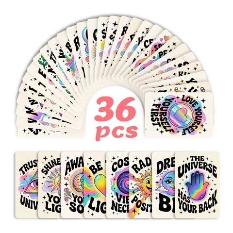 Cartes d'Affirmation Arc-en-Ciel Esthétique Stickers Muraux Boho Citations Inspirantes Rétro Cartes d'Art Cadeau