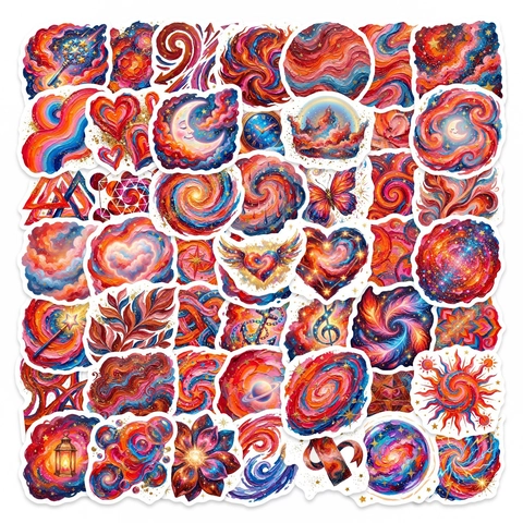 Artistic Starry Sky Nebula Stickers Pack Waterproof PVC Van Gogh Oil Painting Style Abstract Galaxy Stickers For Laptop Journal Phone DIY