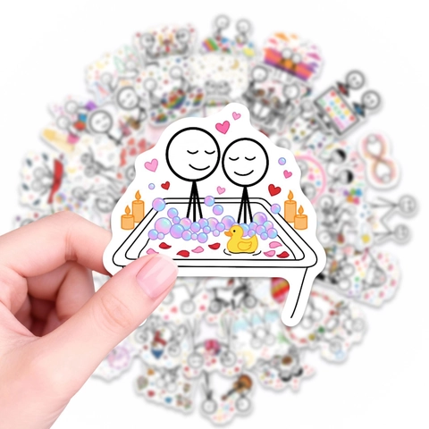 Ρομαντικά Stickman Ζευγάρι Χειροποίητα Αυτοκόλλητα Αδιάβροχα PVC Γκράφιτι Χαλκομανίες Για Λάπτοπ Θήκη Κινητού DIY Διακόσμηση
