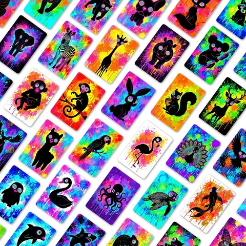 Biglietti Creativi Graffiti Animali Cartoline Silhouette Schizzi Acquerello Psichedelico per Note Pranzo Biglietti Decorativi Fai-da-te