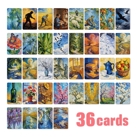 Impressionist Oil Painting Postcards Vintage Van Gogh Style Landscape Flower Art Cards For Room Decor DIY Greeting Cards
