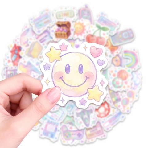 Y2K Retro Pixel Aufkleber Macaron Millennium Stil Cartoon Dekorative Aufkleber Für Scrapbook Laptop Handyhülle DIY Dekor