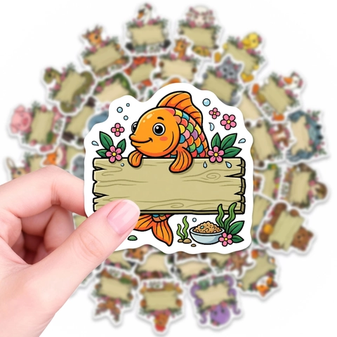 Adesivi in PVC Impermeabili con Animali della Foresta e Insegna in Legno per DIY Journaling Scrapbooking Laptop Decorazione Bambini