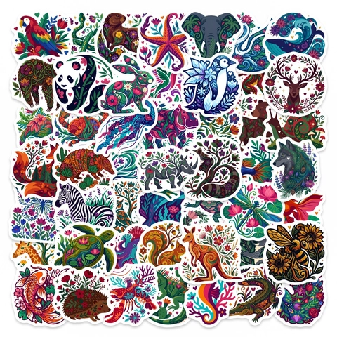 Ethno Tropische Tiere Vinyl Wasserdicht Aufkleber Blumen Mandala Muster Laptop Koffer Handyhülle Dekorative Decals Sticker