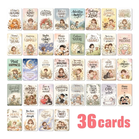 Inspirational Quote Cards Warm Healing Illustration Blessing Postcards Rounded Corner Cardstock Daily Decor Student Gift Collection