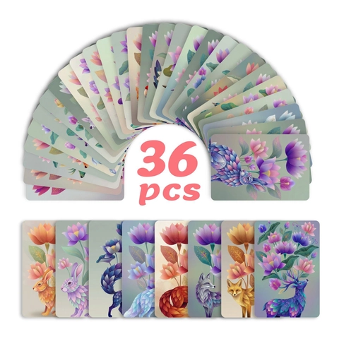 Postales de Arte Surrealista Animales Flores Ilustración Geométrica Vintage Mini Tarjetas Decorativas para Hogar Oficina Estética