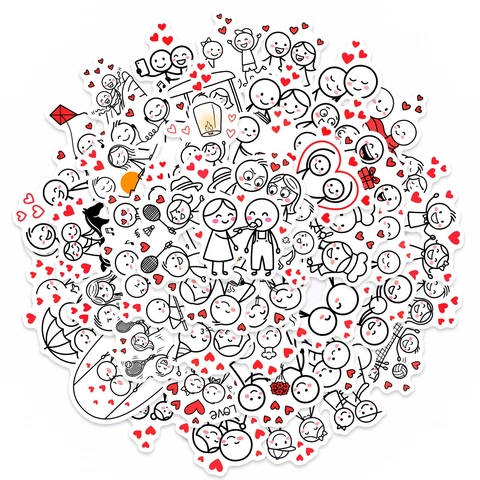 Minimalista Stickman Coppia Adesivi Romantici Per San Valentino Regalo Impermeabile PVC DIY Decor Decals Per Scrapbooking Diario Custodia Telefono