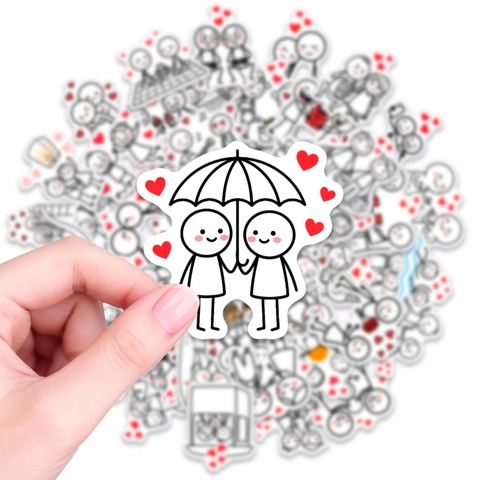 Minimalista Stickman Coppia Adesivi Romantici Per San Valentino Regalo Impermeabile PVC DIY Decor Decals Per Scrapbooking Diario Custodia Telefono