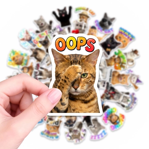 Divertenti Adesivi Emoji Gatto Impermeabili PVC Decalcomanie Decorative Per Valigie Laptop Cover Cellulare Scrapbooking Modelli Assortiti Animali
