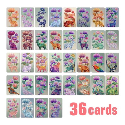 Postales de Arte Surrealista Animales Flores Ilustración Geométrica Vintage Mini Tarjetas Decorativas para Hogar Oficina Estética