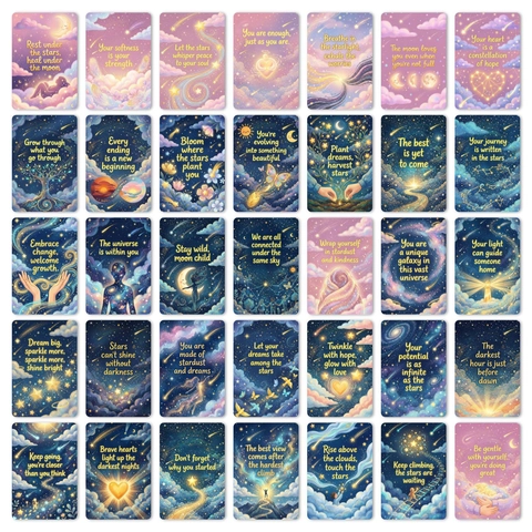 Cartes Inspirantes Ciel Étoilé Cartes Décoratives Esthétiques Oniriques Citations de Guérison Cartes de Vœux Pour Décoration Murale Cadeau