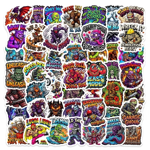 Adesivi Mostri Cartoni Animati Impermeabili In Vinile Graffiti Per Laptop Valigia Borraccia Skateboard Scrapbook Decorazione