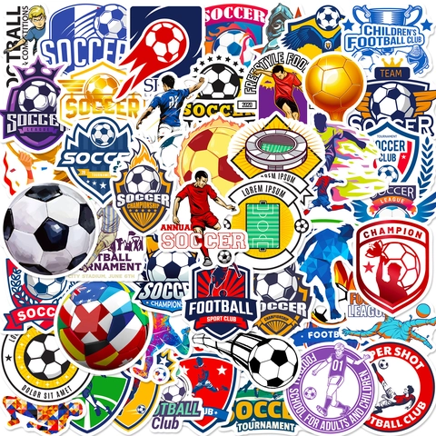 Waterproof Soccer Football Stickers PVC Sports Theme Decals For Laptop Luggage Skateboard Water Bottle Fans Gift