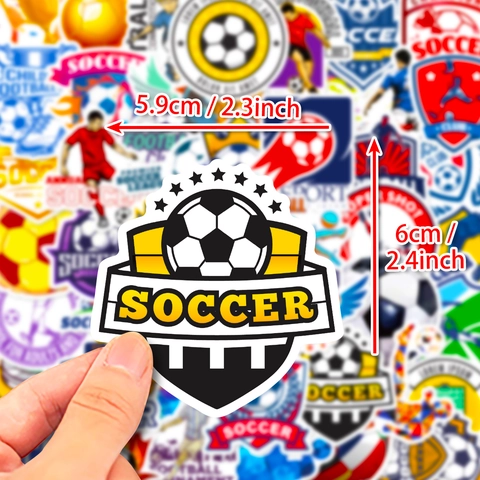 Waterproof Soccer Football Stickers PVC Sports Theme Decals For Laptop Luggage Skateboard Water Bottle Fans Gift
