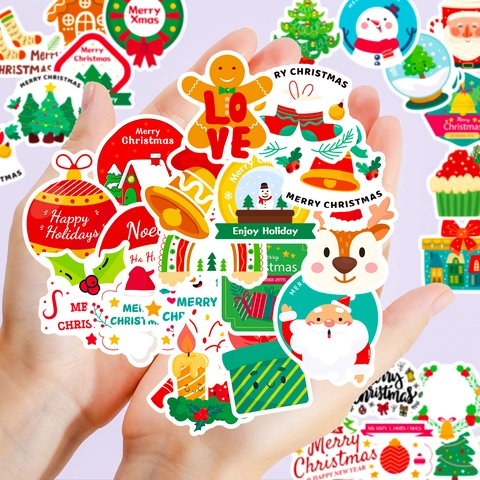 Weihnachten Cartoon Aufkleber Cartoon Weihnachtsmann Schneemann Weihnachtsbaum Aufkleber Für DIY Dekoration Geschenk