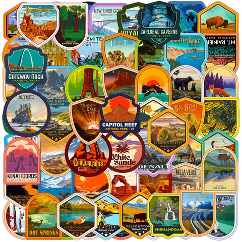Vintage Amerikaanse Nationale Parken Waterdichte Vinyl Stickers Voor Reis Scrapbooking Laptop Waterfles Koffer Decoratie