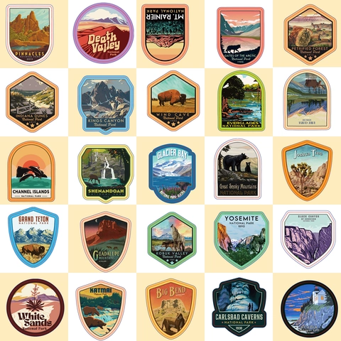 Vintage Amerikaanse Nationale Parken Waterdichte Vinyl Stickers Voor Reis Scrapbooking Laptop Waterfles Koffer Decoratie