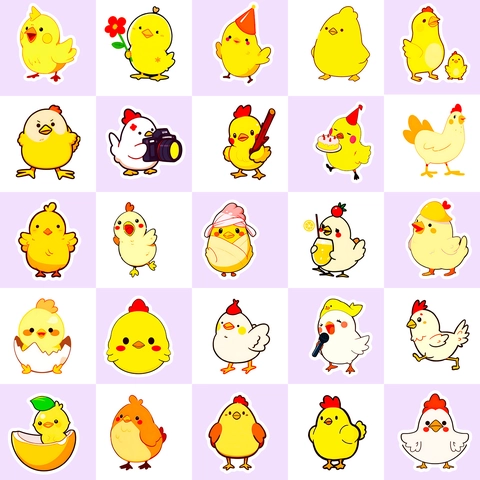Waterproof Vinyl Cartoon Chicken Stickers For Kids Reward DIY Scrapbooking Laptop Decor Cute Yellow Chick Decals Animal Themed Gift