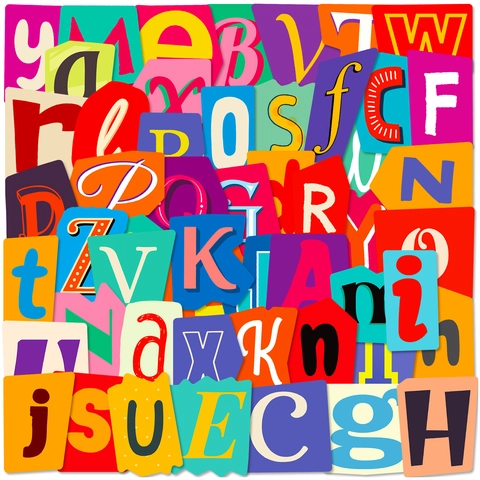 Multicolor English Letter Stickers Waterproof Vinyl Decals Ransom Note Style Alphabet Stickers Set For DIY Scrapbooking Laptop