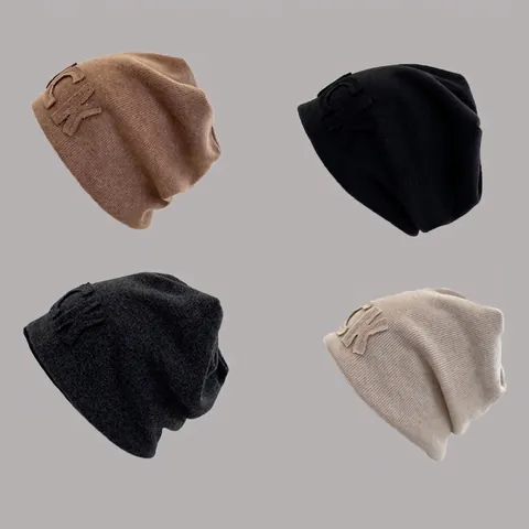 Damen Slouchy Beanie Strickmütze LUCK Buchstabenmuster Warm Polyester Winddicht Pullover Skull Cap Für Herbst Winter Outwear