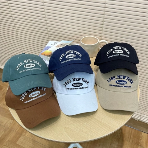 Retro Amerikanische 1989 New York Buchstaben Stickerei Baseballkappe Vintage Casual Verstellbar Baumwolle Sonnenhut Herren Damen