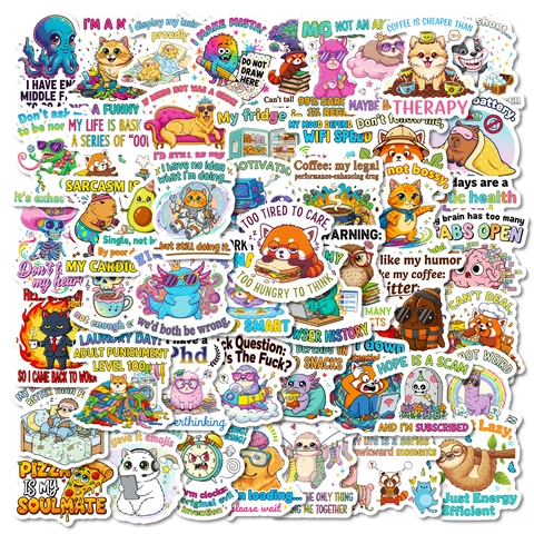 Funny Humorous Cartoon Animal Stickers Waterproof PVC Vinyl Decals For Laptop Water Bottle Scrapbooking Journaling Gift