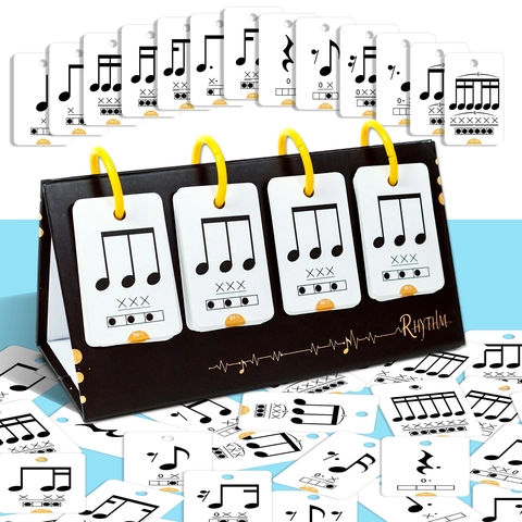 Music Rhythm Training Flip Chart Desktop Flash Cards Double Sided Note Cards For Kids Learning Education Teaching Aid