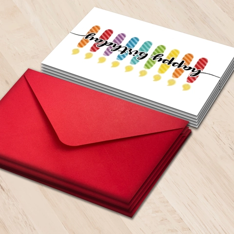 Kleurrijke Verjaardagswenskaarten Met Rode Enveloppen Happy Birthday Kaart Assortiment Voor Viering Cadeau Wensen Papier