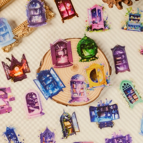 Dreamy Magic Box Transparent PET Stickers Fantasy Magic Cabinet Journal Notebook Decorative Stationery Decals