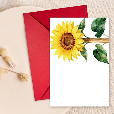 Tarjeta de Felicitación con Flores en Acuarela con Sobre Rojo Mensaje Escrito a Mano para Boda Cumpleaños Regalo de Agradecimiento
