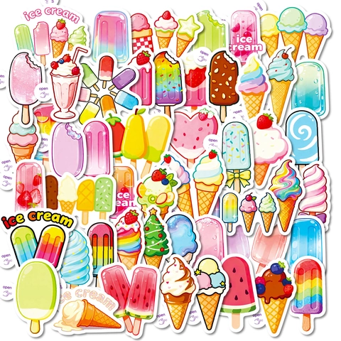 Αυτοκόλλητα Παγωτού Cartoon για DIY Ημερολόγιο Scrapbooking Λάπτοπ Αποσκευές Αδιάβροχα Αυτοκόλλητα PVC Σειρά Επιδόρπια Διακόσμηση Γραφείου