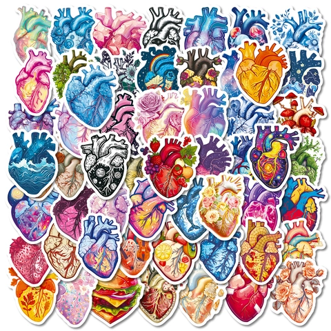 Adesivi Estetici di Cuore Anatomico Creativi Colorati Elementi Spaziali Floreali Decorazione Scrapbook Impermeabili PVC DIY Decals per Laptop