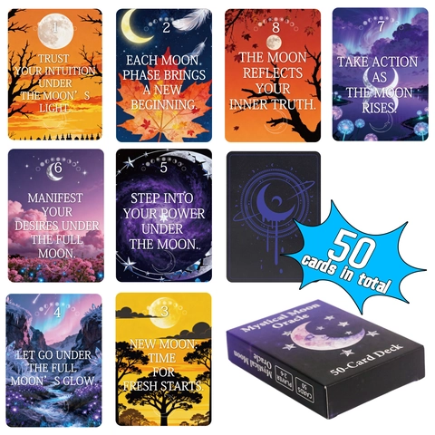 Mystical Moon Oracle Kartendeck Für Party Brettspiele Spirituelle Einsicht Anleitung Lila Galaxie Meditation Orakelkarten