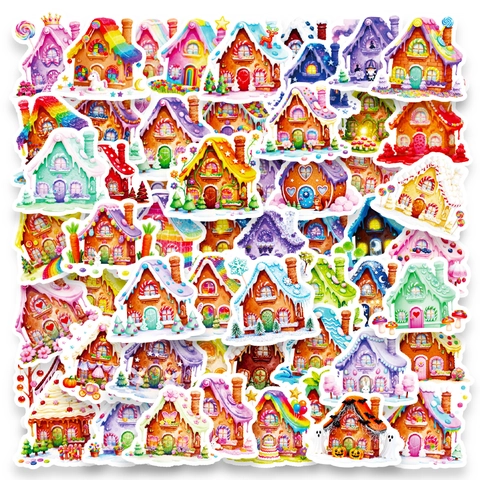 Candy House Stickers Cartoon Fairy Tale Gingerbread House Waterproof PVC DIY Journaling Scrapbooking Laptop Decor Gift