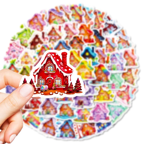 Candy House Stickers Cartoon Fairy Tale Gingerbread House Waterproof PVC DIY Journaling Scrapbooking Laptop Decor Gift
